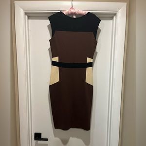 Color block, tight fitting chic dress